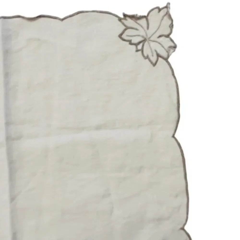 Vintage Ecru Embroidered Placemats‎ (4) w/ Cutwork Leaves Fruit COTTAGECORE EUC